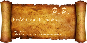 Prácser Piroska névjegykártya